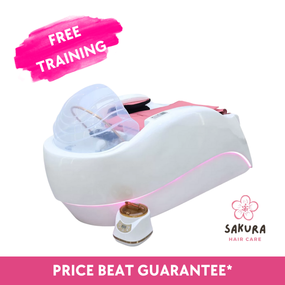 Japanese Head Spa with Massage Chair - White & Pink